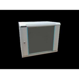 Rack 9U 600×450, montare pe perete, usa din sticla, panouri