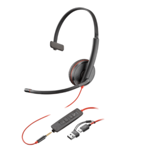 Poly Blackwire 3215 Monaural USB-C Headset +3.5mm Plug +USB-C/A Adapter