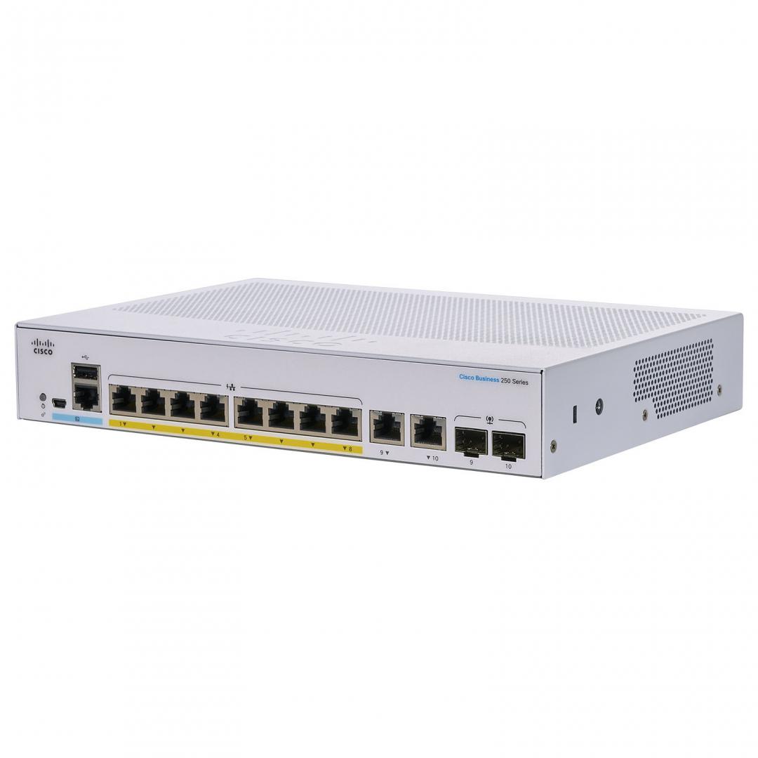 Switch CISCO CBS250-8P-E-2G, 8 PORTURI 10/100/1000, 2 x SFP,