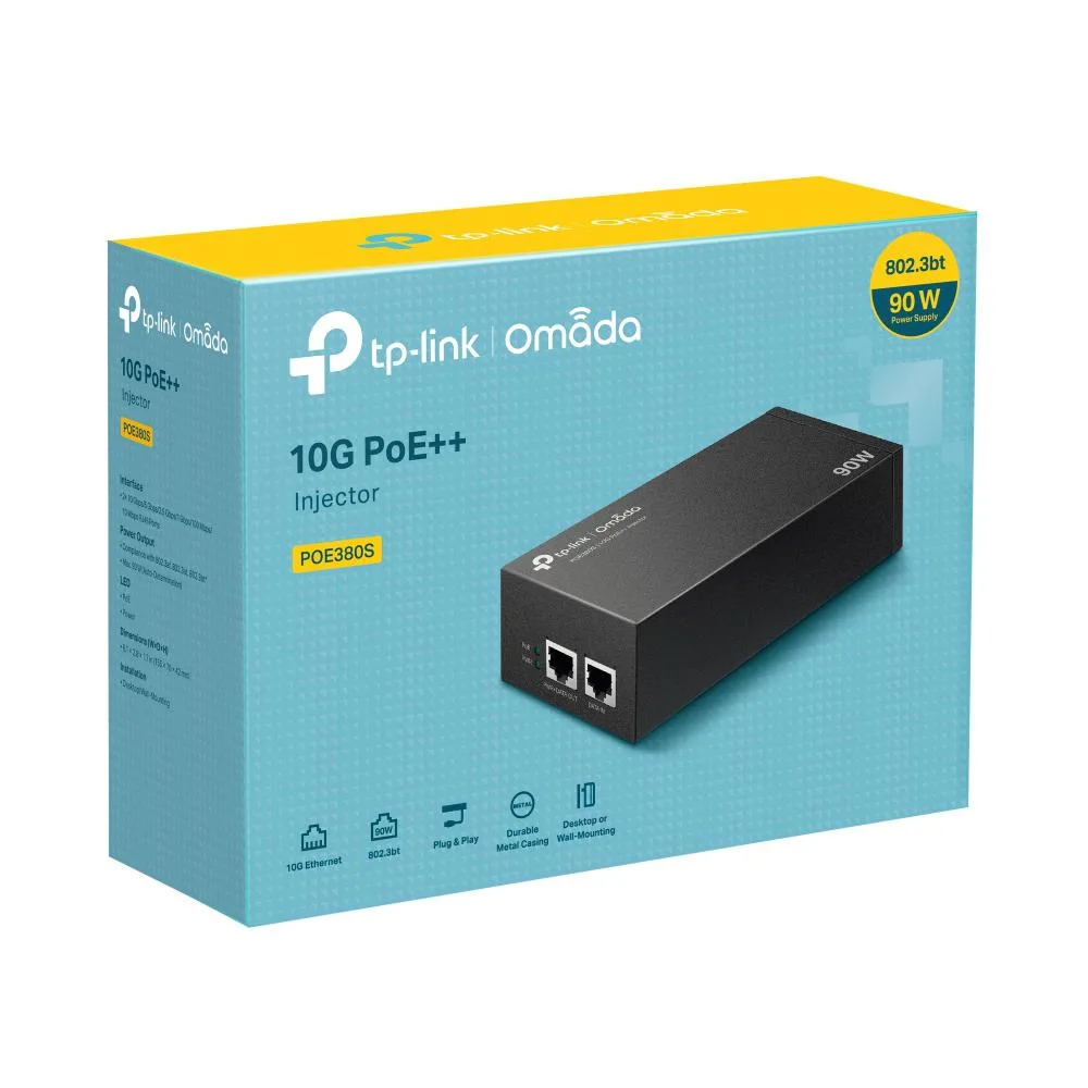 OMADA 10G PoE++ Injector Adapter - 1x Port 10Gbps POE Port