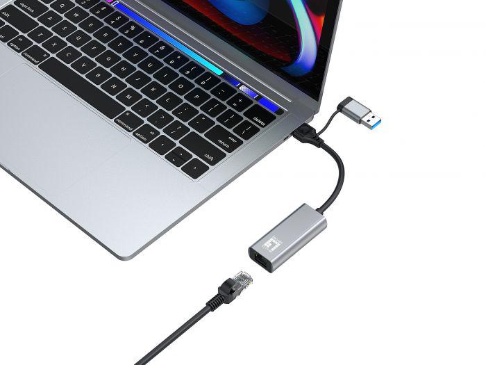LevelOne USB-0423 2.5 Gigabit Ethernet 2-in-1 USB-C/A Network Adapter, - imagine 6