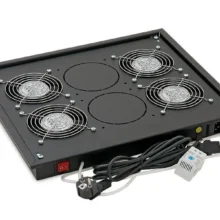 Panou ventilatie Triton pentru rack de podea 19 inch - negru - 4 ventilatoare 230V/60W cu termostat - flux axial