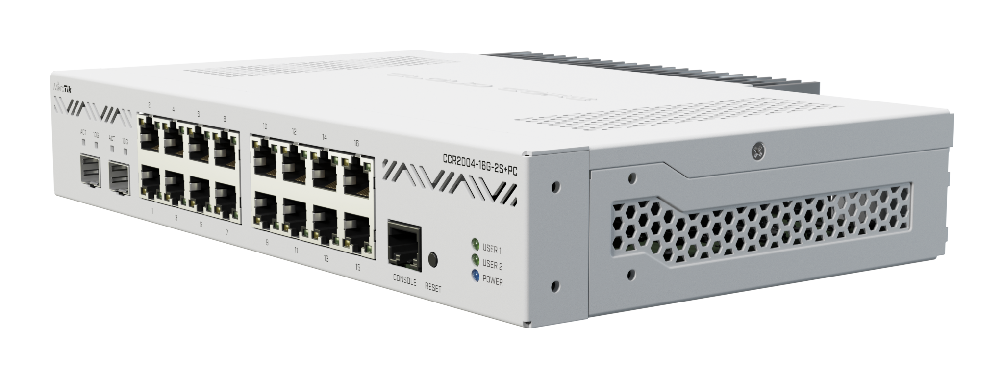 MIKROTIK ETHERNET ROUTER CCR2004-16G-2S+PC, 16 X 10/100/1000, 2XSFP+ Ports, CPU: - imagine 3