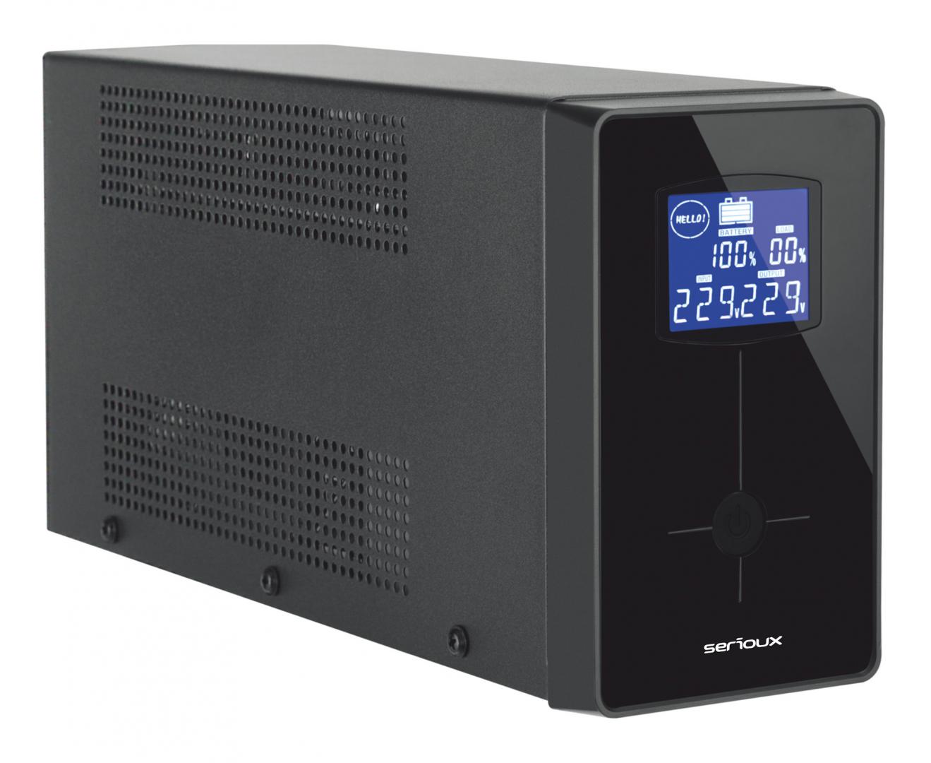 UPS Serioux Line Interactive 600LI, ecran LCD, capacitate 600VA/360W, 2