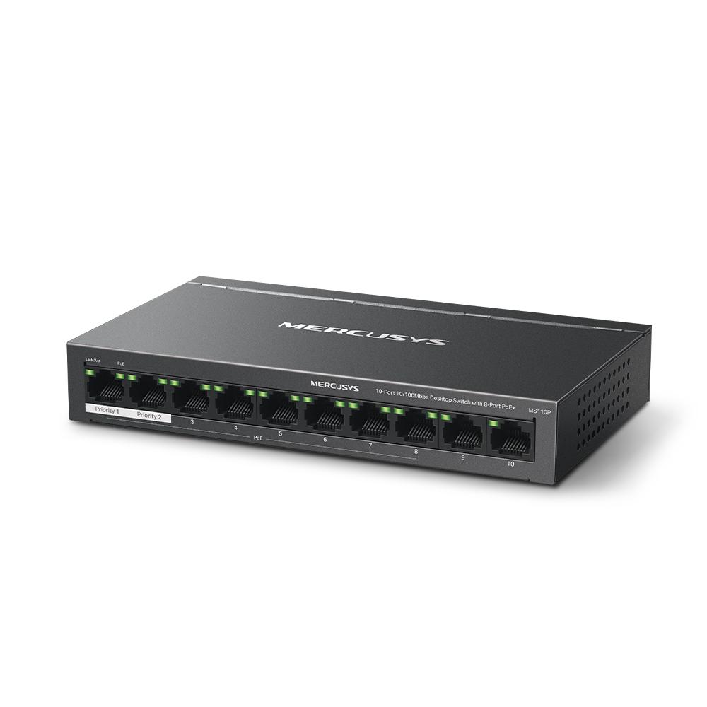 MERCUSYS DESKTOP SWITCH 10PORT MS110P POE, Interfata: 10× 10/100 - imagine 4