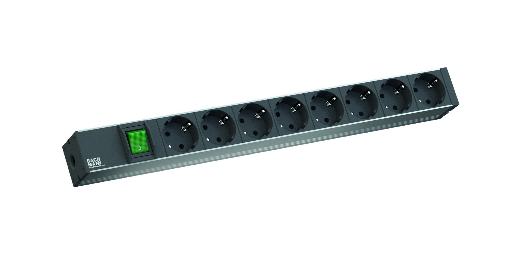 Bachmann IT PDU 8x prize Schuko ,1x switch, 2-pole, impamantare,