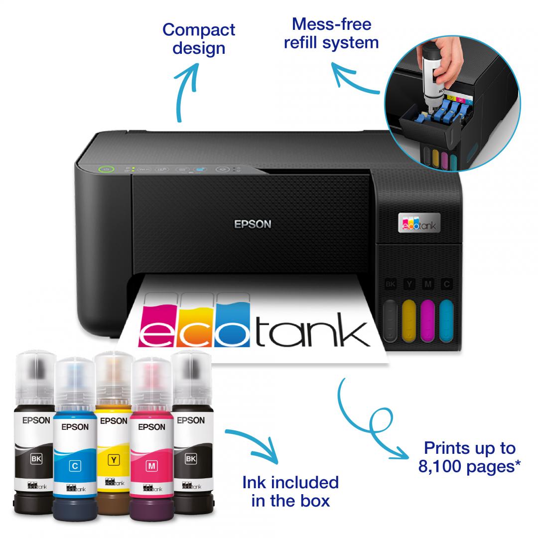 Multifunctional inkjet color Epson EcoTank CISS L3270, dimensiune A4 (Printare,Copiere, - imagine 3