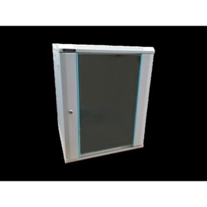 Rack 18U 600×600, montare pe perete, usa din sticla, panouri