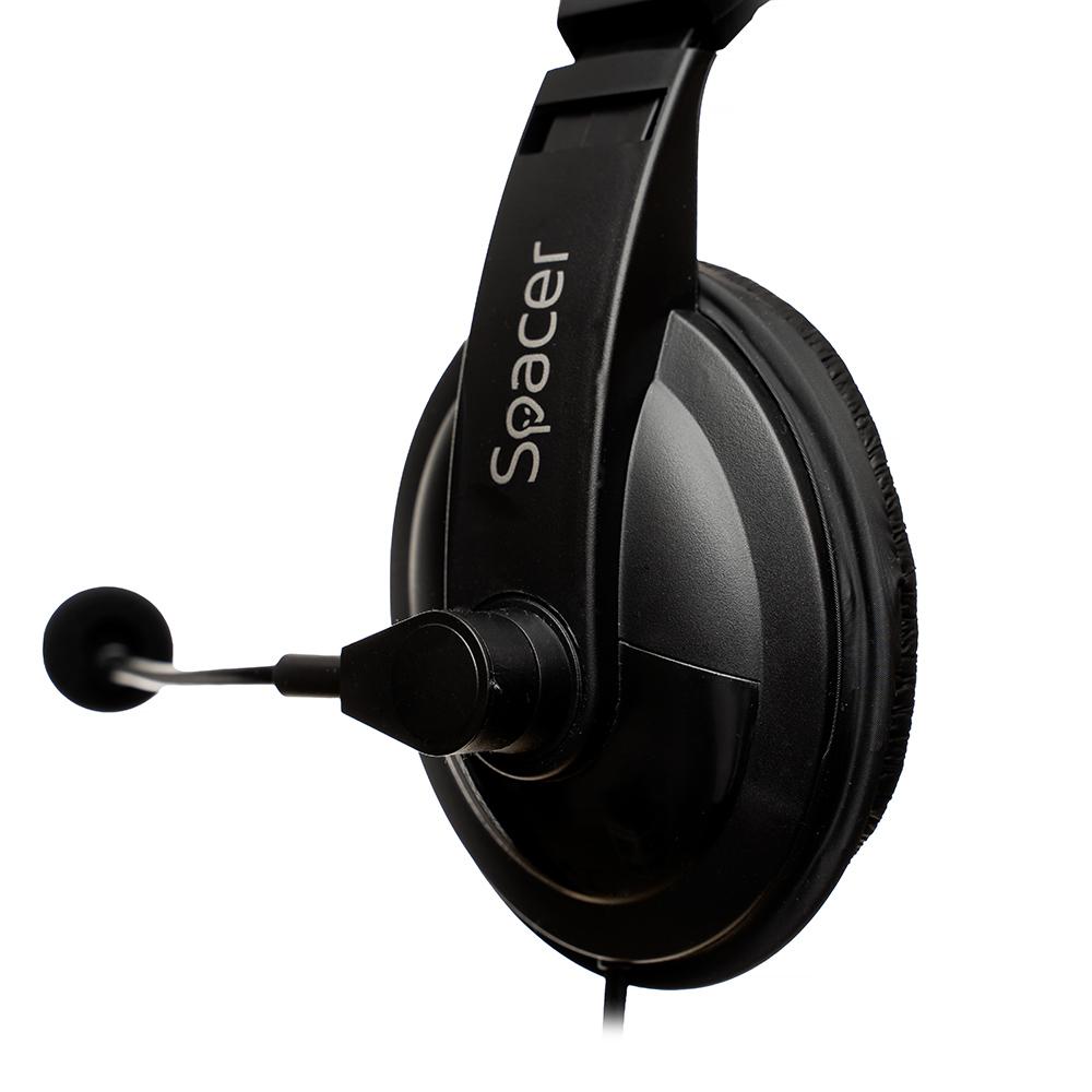 Casti cu micr. Spacer, cu fir, multimedia, 2x Jack 3.mm, - imagine 3