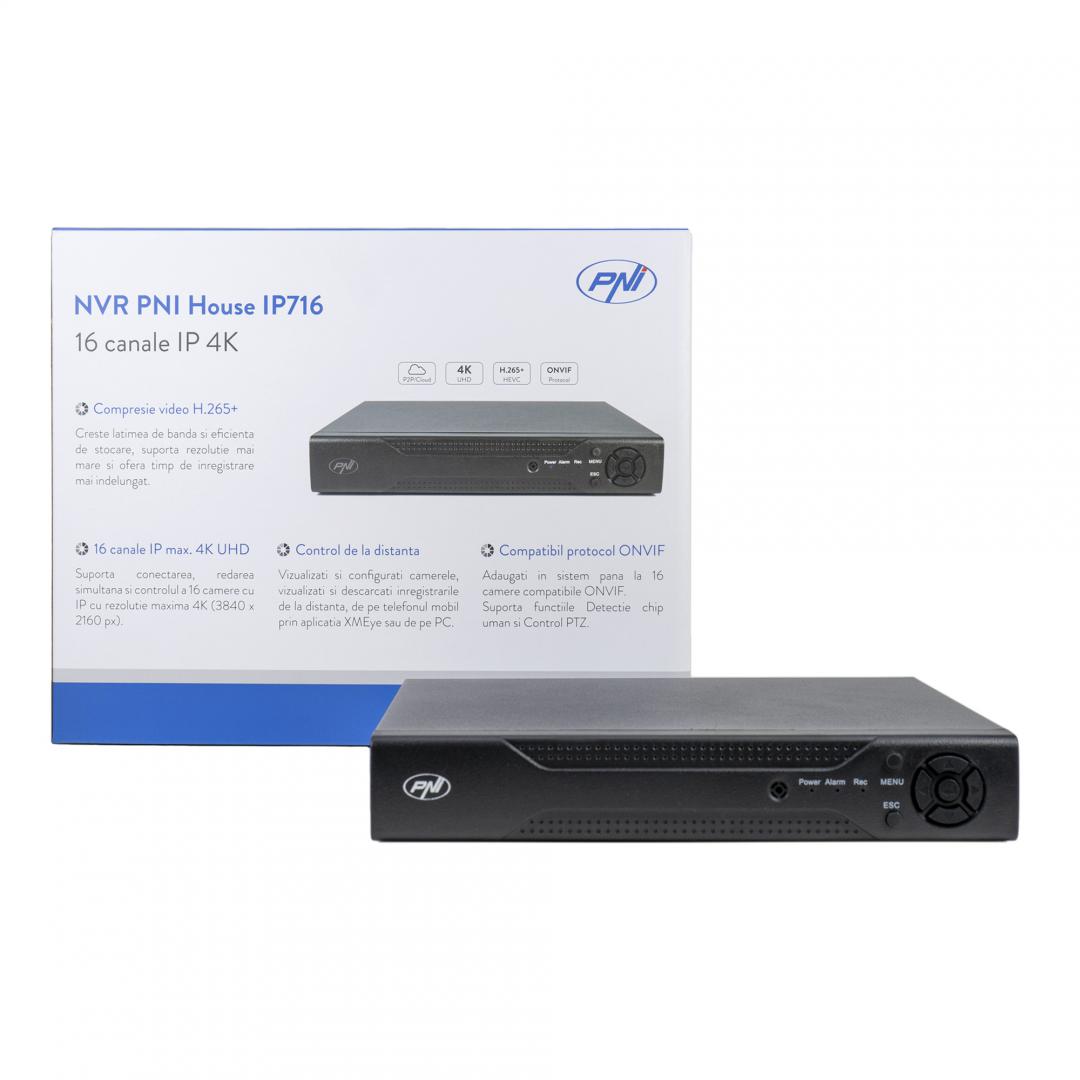 NVR PNI House IP716, 16 canale IP 4K, H.265, ONVIF - imagine 3