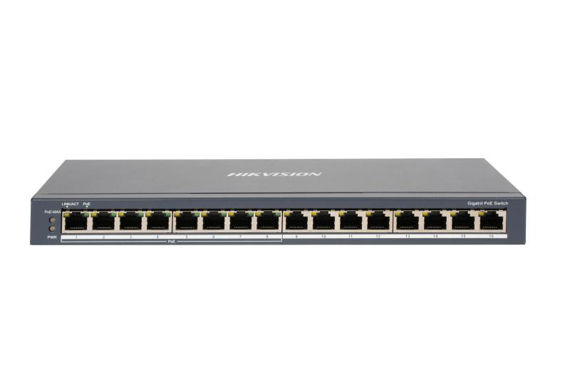 Switch PoE Hikvision DS-3E0516P-O: 8 × 1 Gigabit PoE port,8