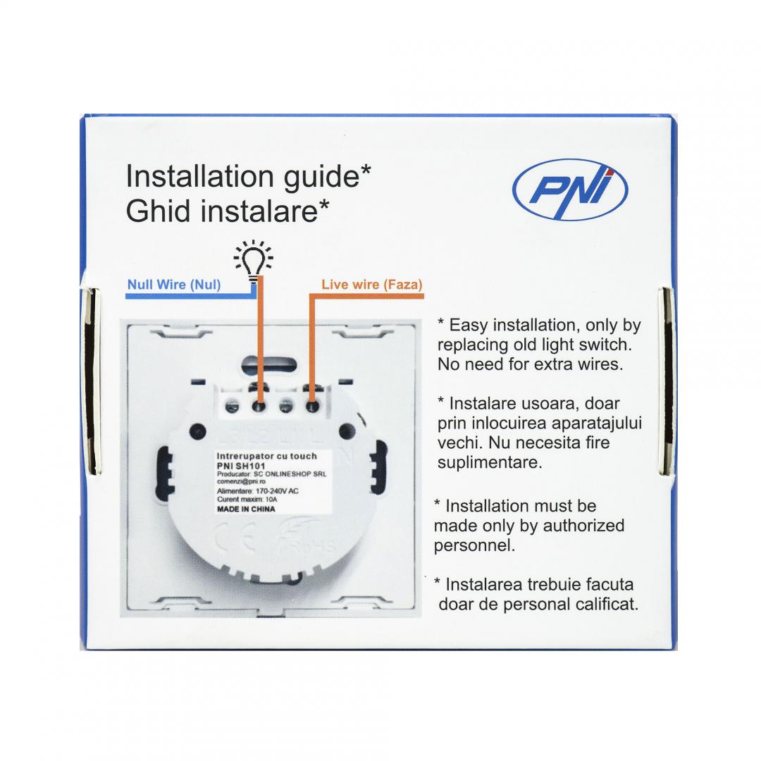 Intrerupator cu touch PNI SH101 alb cu LED indicator cu - imagine 10