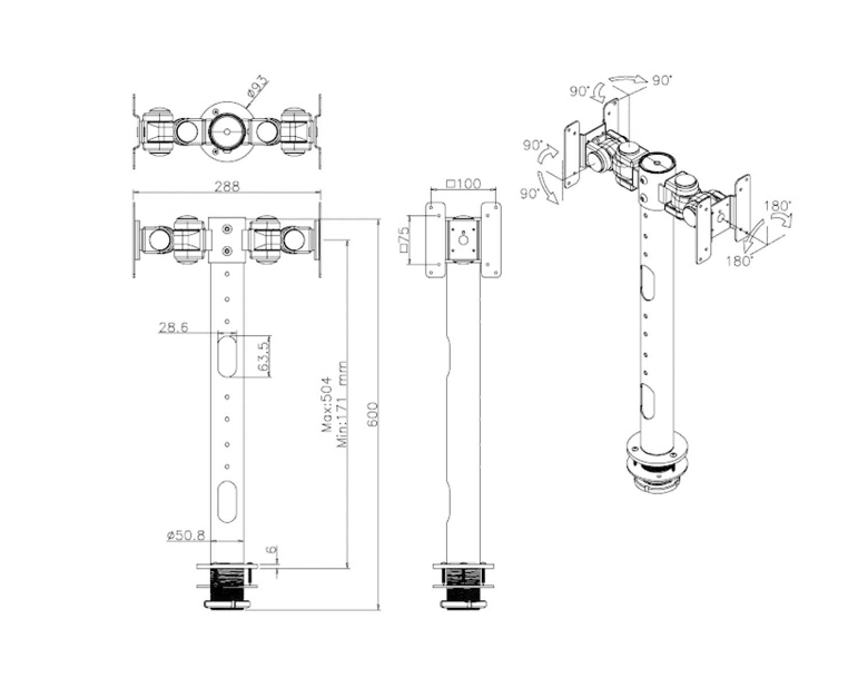 Suport de birou Neomounts by Newstar FPMA-D050DBLACK, diagonala maxima 30", - imagine 3