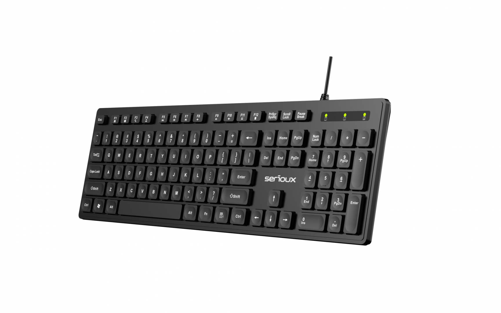 Tastatura Serioux cu fir, interfata USB, 104 taste, material ABS, - imagine 6