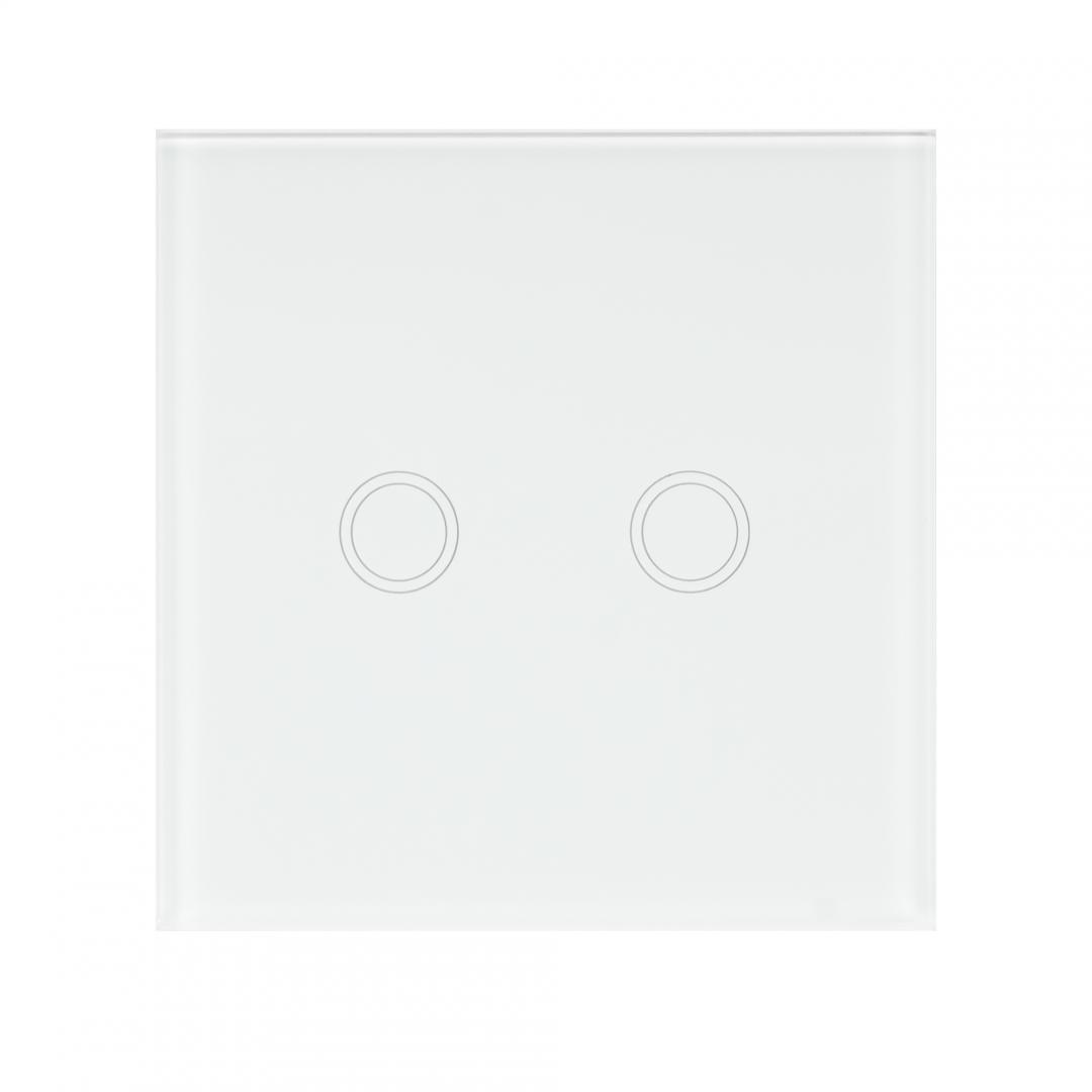 Intrerupator dublu cu touch PNI SH202 din sticla, alb cu - imagine 4
