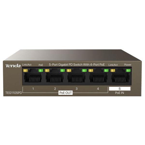 Tenda 5-Port Gigabit PD switch, 4 port POE TEG1105PD, Network