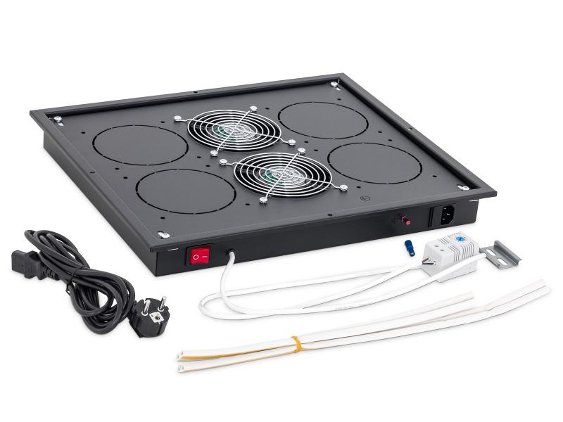 Panou ventilatie Triton pentru rack de podea 19", 2 ventilatoare