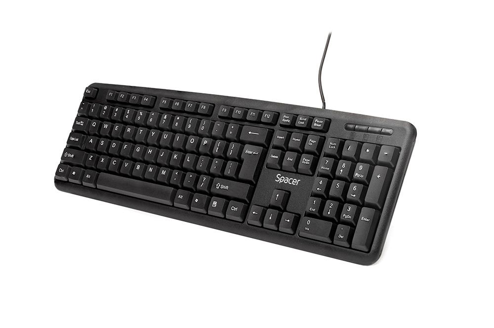 Tastatura Spacer SPKB-S62 cu fir, USB, 104 taste, anti-spill, negru - imagine 4