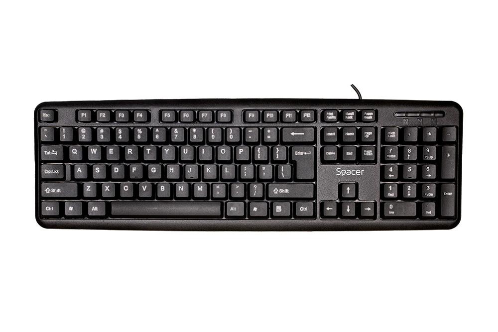 Tastatura Spacer SPKB-S62 cu fir, USB, 104 taste, anti-spill, negru - imagine 3