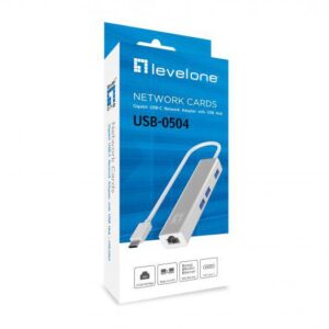 LevelOne USB-0504 Gigabit USB-C Network Adapter with USB Hub, 110