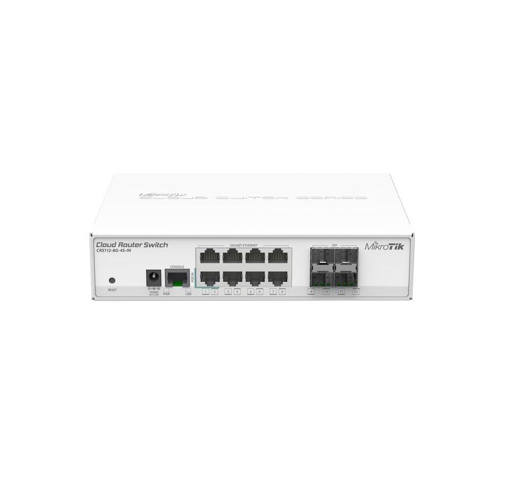 MikroTik Smart Switch, CRS112-8G-4S-IN; 8x Gigabit Ethernet, 4x SFPcages, 400MHz