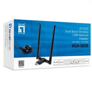 LevelOne WUA-1810E AC1200 Dual Band Wireless USB Network Adapter, 150