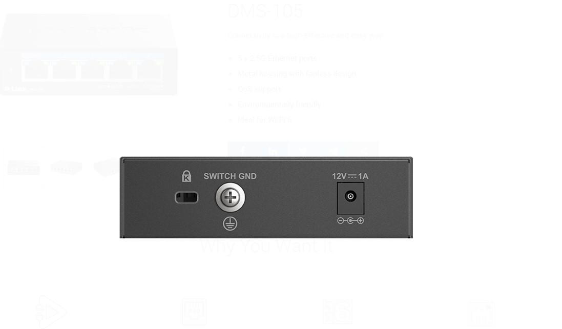 D-LINK DMS-105 UNMANAGED SWITCH 5 PORT, Interfata: 5 x 10/100Mbps/1G/2.5G, - imagine 4