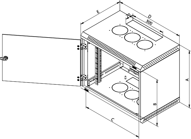 Rack de perete Triton sectiune simpla 15U 600mm adancime usa - imagine 4