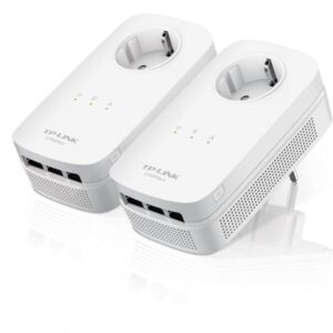 Tp-link AV1200 3-Port Gigabit Passthrough Powerline Starter Kit, 1200Mbps Powerline Datarate, Line-Neutral/Line-Ground 2*2 MIMO, 3 Gigabit Ethernet