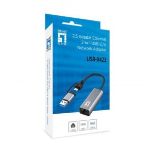 LevelOne USB-0423  2.5 Gigabit Ethernet 2-in-1 USB-C/A Network Adapter,