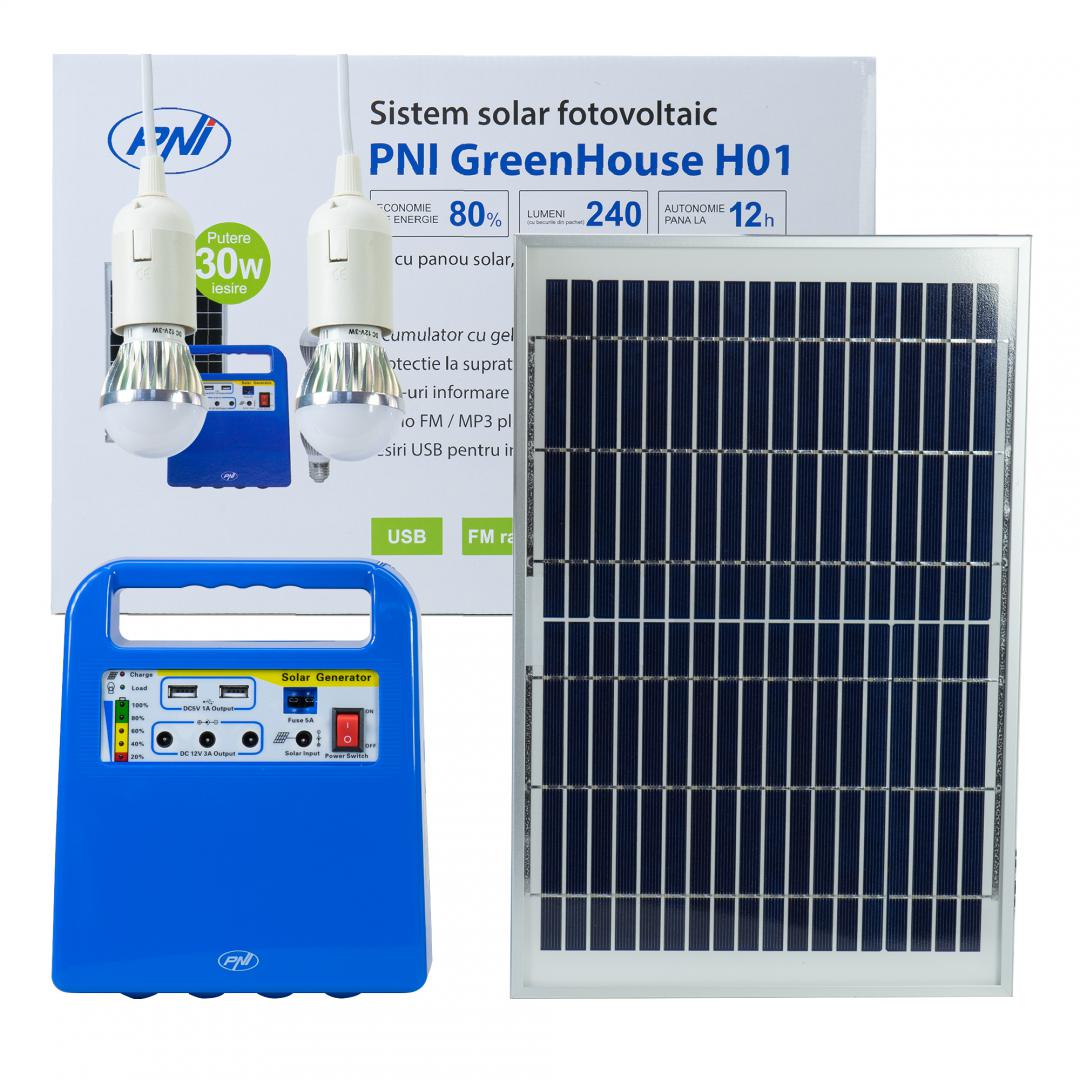 PNI SISTEM SOLAR FOTOVOLTAIC H01, GreenHouse H01 30W cu acumulator