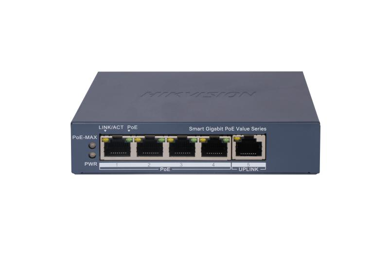 Switch PoE Hikvision DS-3E1505P-EI/M, 4 × Gigabit PoE port,1 ×