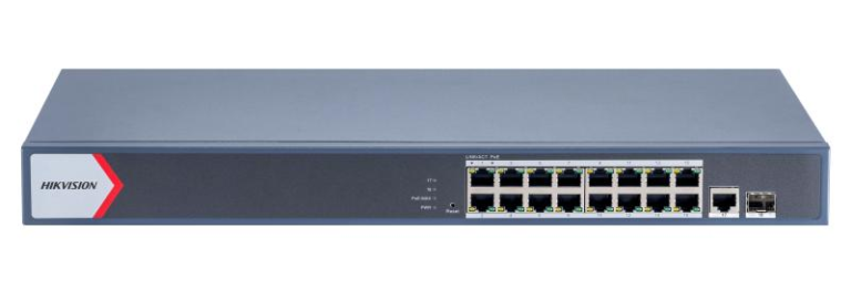 Switch 16 porturi POE Gigabit, Hikvision DS-3E1518P-EI(V2), Web management, 16