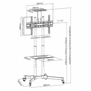 Stand TV mobil Akai 37"-70", inclinatie +10/-10°, VESA 600×400, 50kg,
